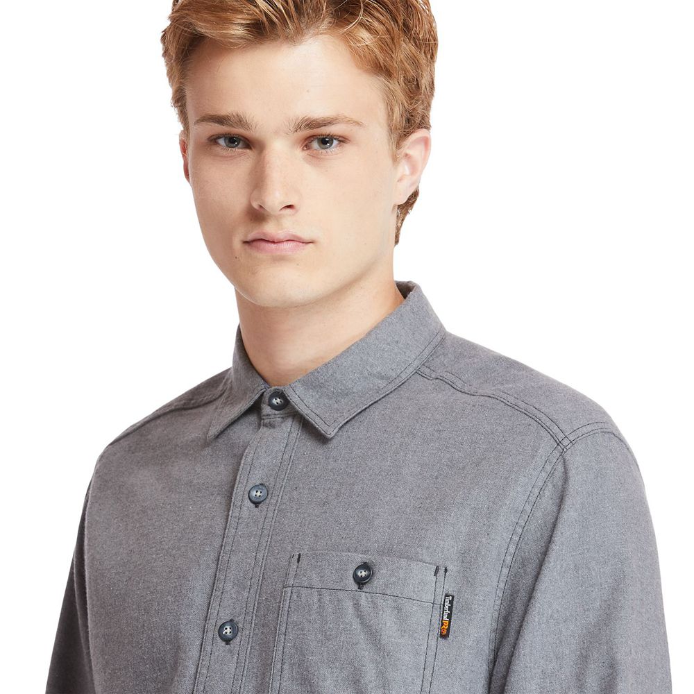 Camisa Timberland Hombre Pro® Woodfort Mid-Weight Flex Flannel Work Gris - Chile WQP-572934